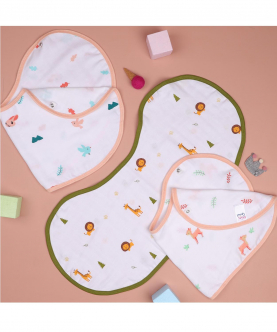 Fun In Forest Reversible Organic Burp Cloth Bibs (Pack of 3)