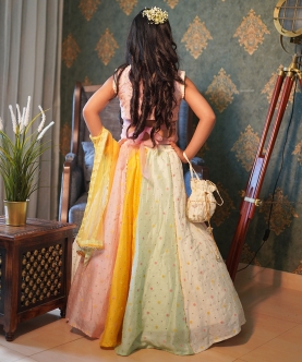 Multicolour Lehenga With Different Top Pattern