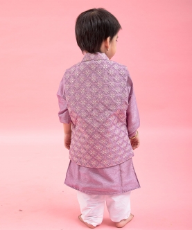Heavy Embroidered Jacket With Silk Kurta And Chudidar Pyjama