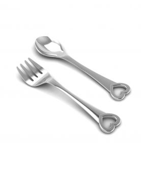 Sterling Silver Baby Spoon & Fork Set-Classic Heart (37 gm)