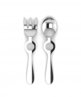Sterling Silver Baby Spoon & Fork Set-Circles (22 gm)