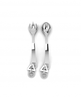 Sterling Silver Baby Spoon & Fork Set-Shapes Charms (35 gm)