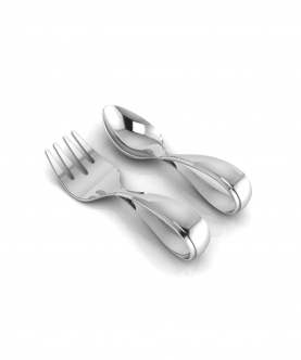 Sterling Silver Baby Spoon And Fork Set-Classic Loop (35 gm)