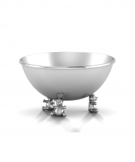 Sterling Silver Bowl For Baby And Child-Teddy Supports (75 gm)