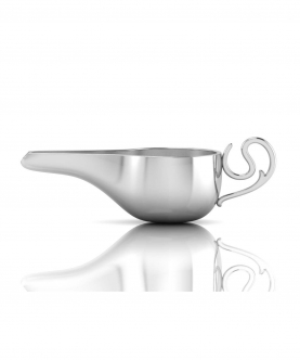 Sterling Silver Baby Feeder-Round Medicine Porringer With A Curve Handle (22 gm)