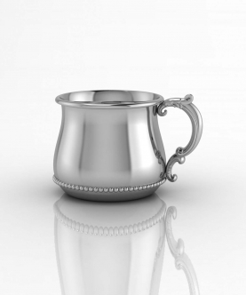 Sterling Silver Baby Cup-Beaded Bulge With A Victorian Handle (65 gm)