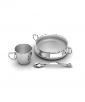 Sterling Silver Dinner Set For Baby And Child-Hearts Feeding Set (178 gm)
