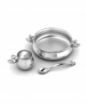 Sterling Silver Dinner Set For Baby And Child-Ducks Feeding Set (185 gm)