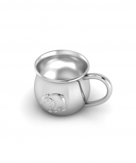Silver Plated Baby Cup With Embossed Piggy