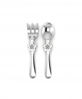 Silver Plated Baby Spoon & Fork Set-Be A Star