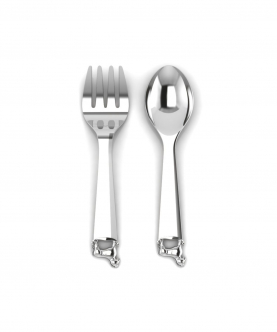 Silver Plated Baby Spoon & Fork Set-Rocking Horse