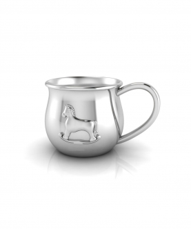 Silver Plated Baby Cup With Embossed Horse