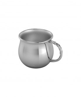 Silver Plated Baby Cup-Bulge With A Twisted Handle