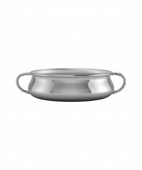 Silver Plated Bowl For Baby & Child-Twisted Handle Feeding Porringer