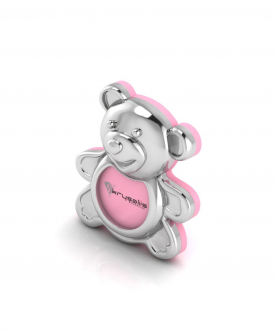 Silver Plated Teddy Photo Frame For Baby & Kids-Pink