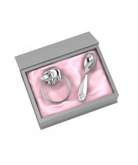 Silver Plated Gift Set For Baby-Hamper With Piggy Rattle And Spoon