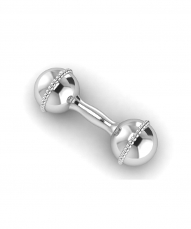 Sterling Silver Tiny Tot Beaded Dumbbell Rattle (35 gm)