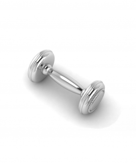 Sterling Silver Beaded Baby Dumbbell Rattle (40 gm)