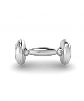 Sterling Silver Beaded Baby Dumbbell Rattle (40 gm)