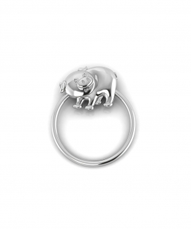 Silver Plated Baby Rattle-Piggy Ring