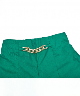 Beyabella Wide Leg Short With Golden Chain Embellished-Green