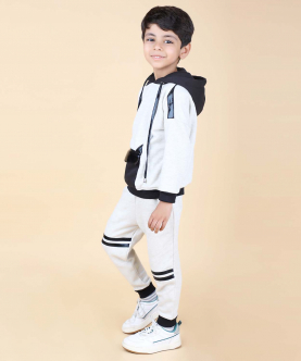 Shiny Pocket Black And Grey Hoodie Active Wear