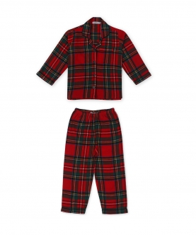 Red Checkered Print Flannel Night Suit