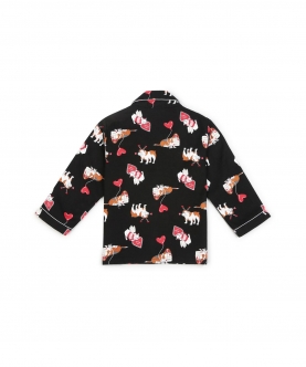 I Love Dogs Print Flannel Night Suit