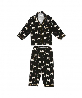 Pug Cheer Print Flannel Night Suit
