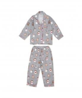 Kitty Print Flannel Night Suit