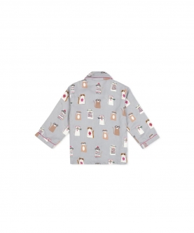 Kitty Print Flannel Night Suit