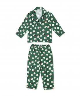 Green Snowman Print Flannel Night Suit