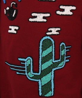 Maroon Sweatshirt with Cactus Embroidery