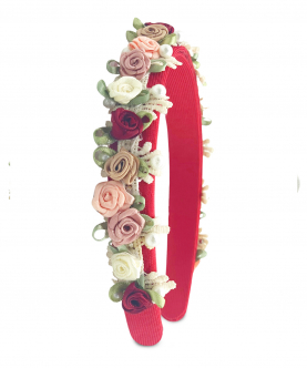 Kazarmax Red Gardenia Cushioned Fabric Headband/Hairband for Girls