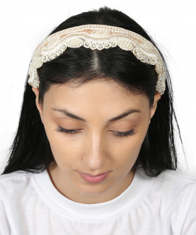 Kazarmax Gold Beaded Fabric Headband/Hairband for Girls