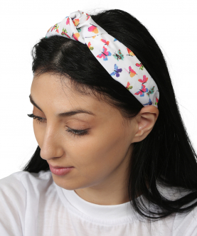 Kazarmax White Butterfly Top Knot Fabric Headband/Hairband for Girls