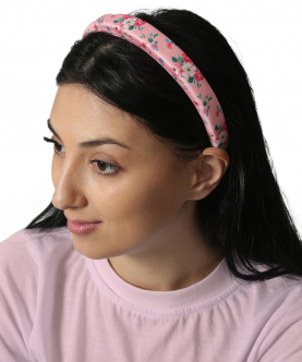 Kazarmax Peach Floral Cushioned Fabric Headband/Hairband for Girls