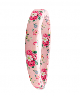 Kazarmax Peach Floral Cushioned Fabric Headband/Hairband for Girls