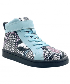 Kazarmax Girl Pink Blue Snake Print Ankle Length Shoes - 9 Kids UK
