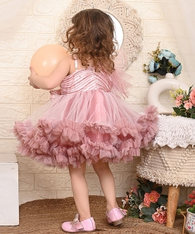 Pink One Shoulder Ruffled Dress