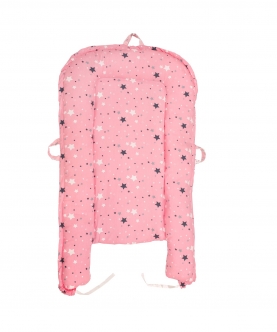 Baby Bed Cum Carry Nest Star And Rabbit Pink