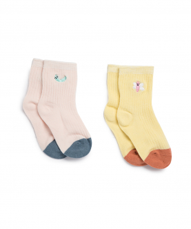 Long Cozy Socks - Pink And Yellow (Pack Of 2)