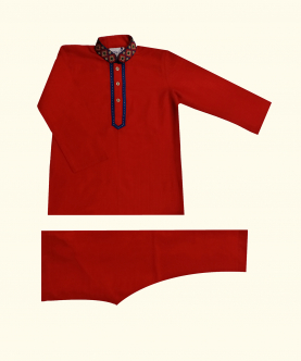 Red Embroidered Kurta