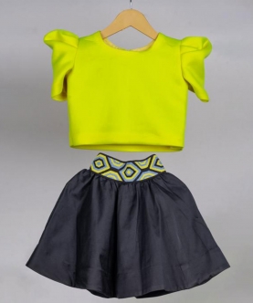 Quirky Neon Top And Skirt Set