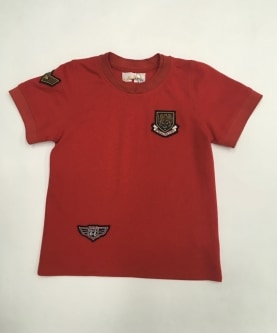 Red Tshirt With Military Badges