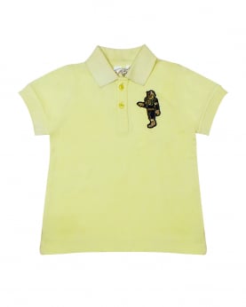 Lime Yellow Polo T-Shirt With Rugby Tiger