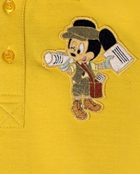 Yellow Polo T-Shirt With Mickey Mouse Newspaper Embroidery Badge