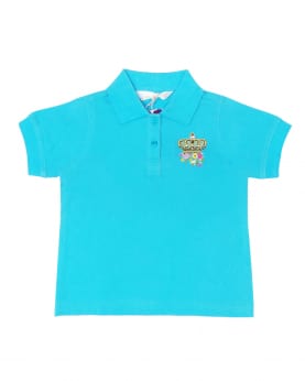 Turqoise Polo T-Shirt With Crown With Flowers