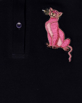 Navy Blua Polo T-Shirt With Pink Panther Embroidery