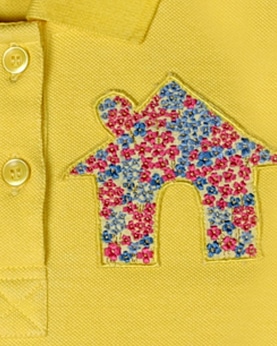 Light Yellow Polo T-Shirt With Floral House Embroidery